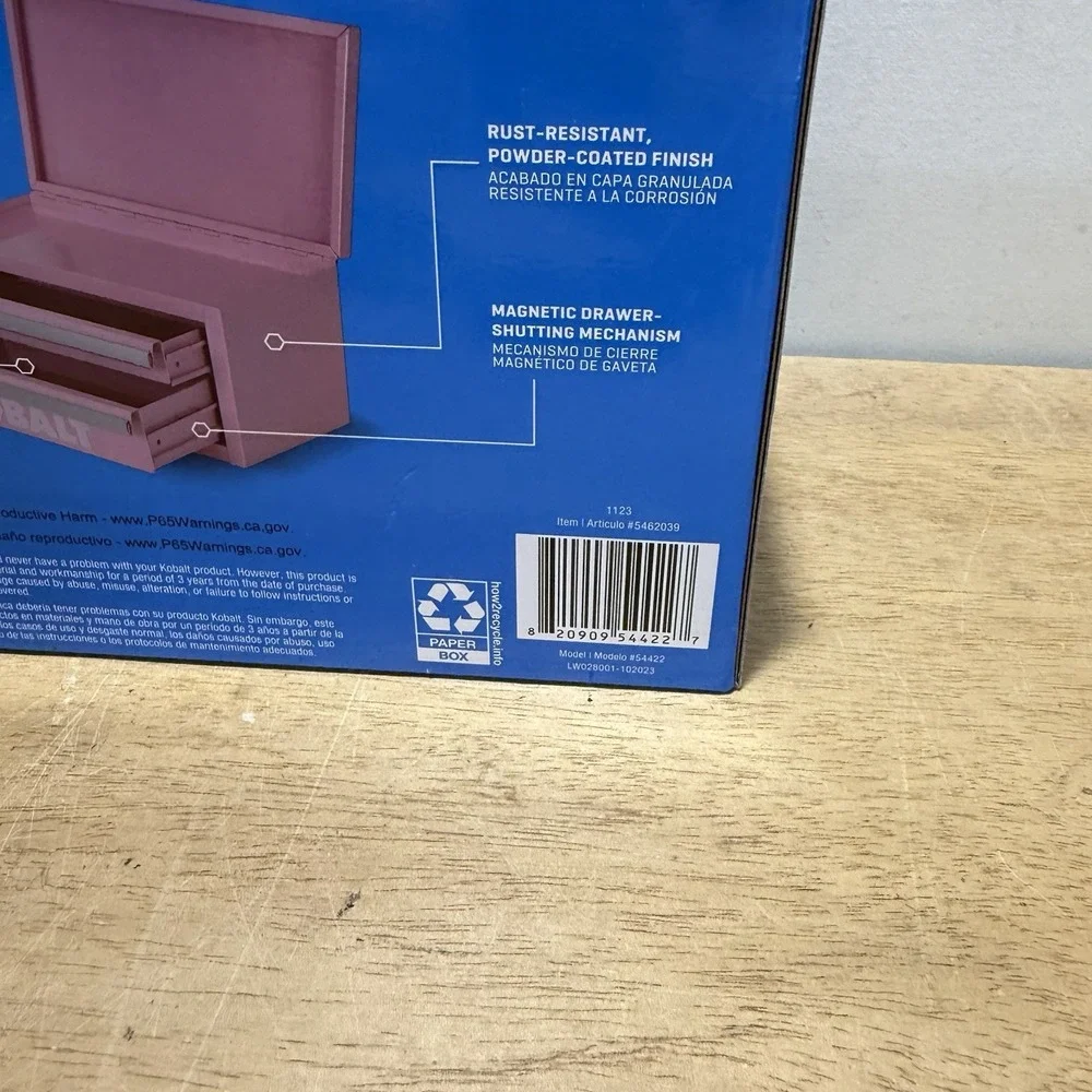 Kobalt Mini 2 Drawer Tool Box Pink Metal Makeup Storage Case 54422 NEW